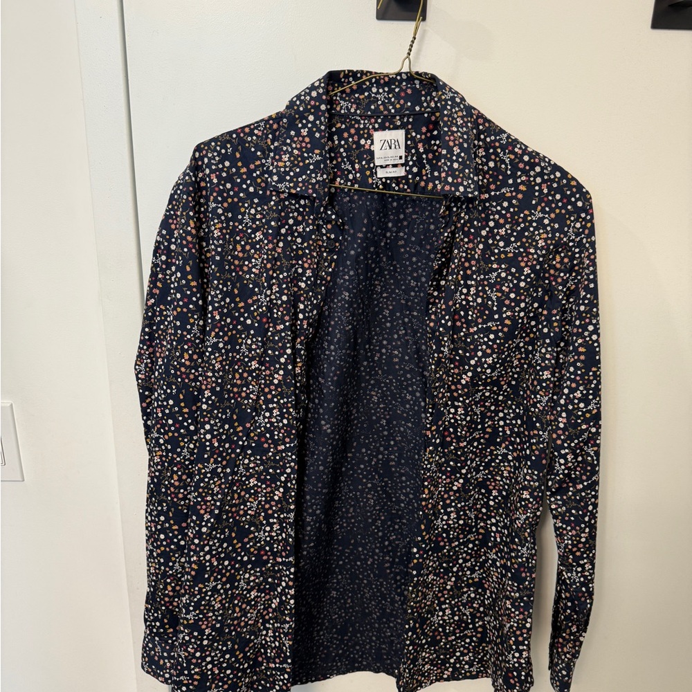 Zara Blue Casual Button Down Shirt
